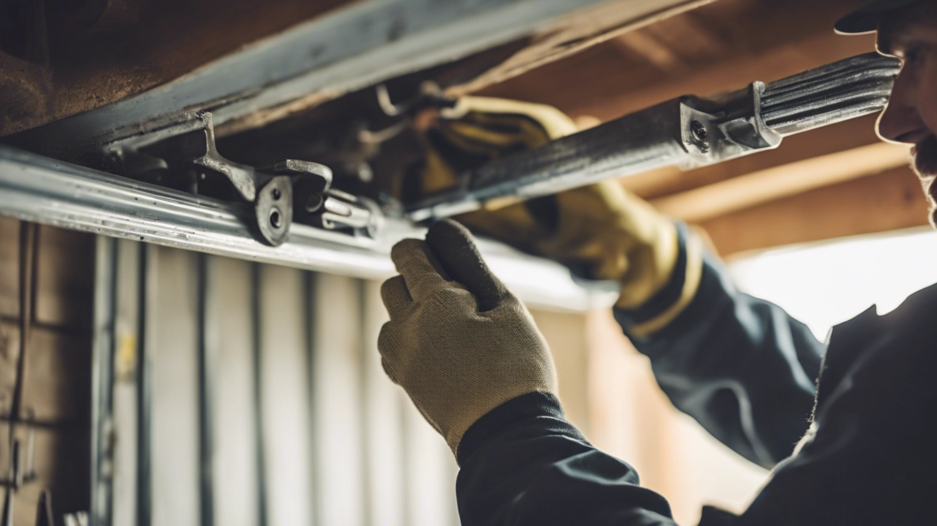 a photo of repairing a garage door cable